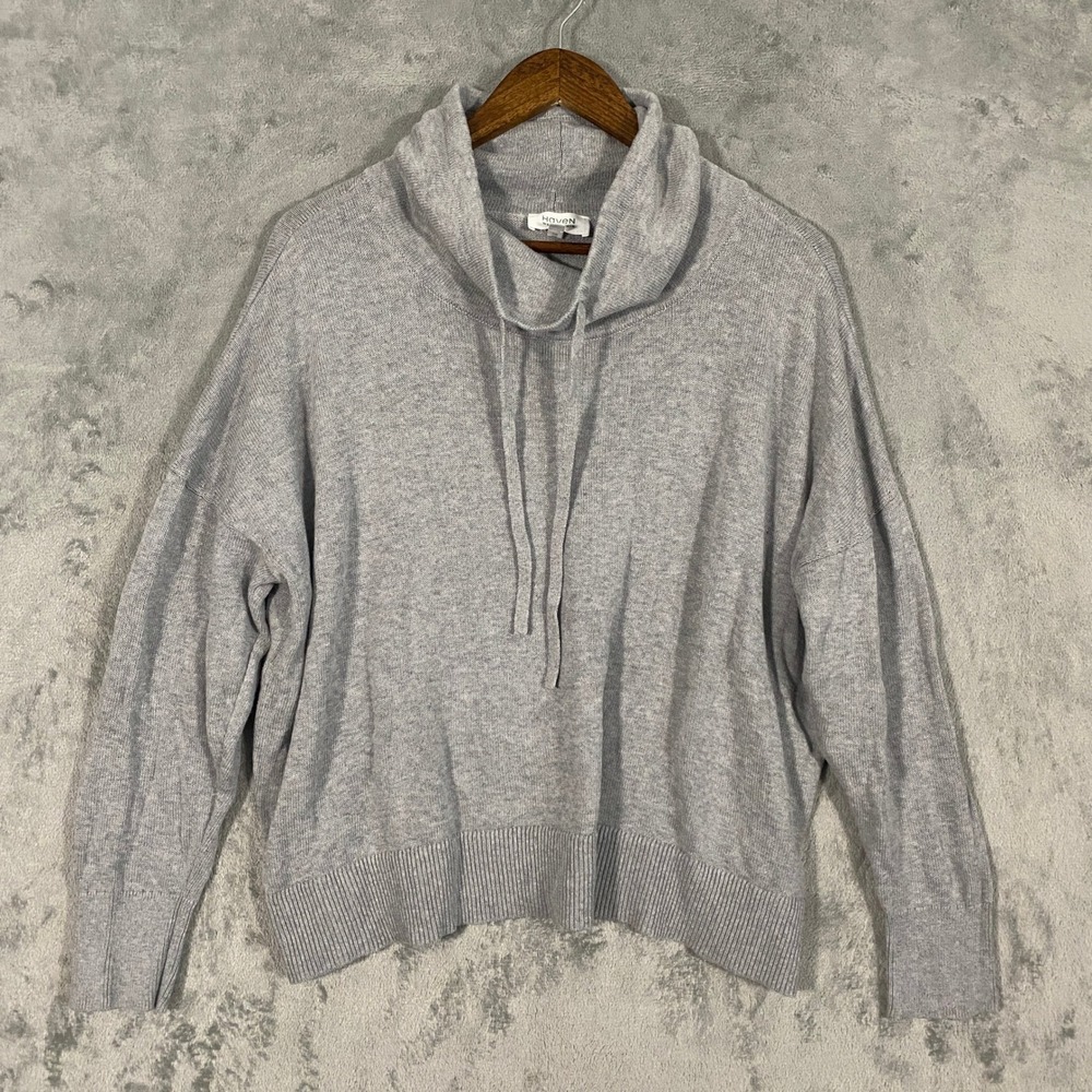 Haven Well Within Sweater XL Gray Cowl Neck Cotton Cashmere Relaxed Fit Pullover